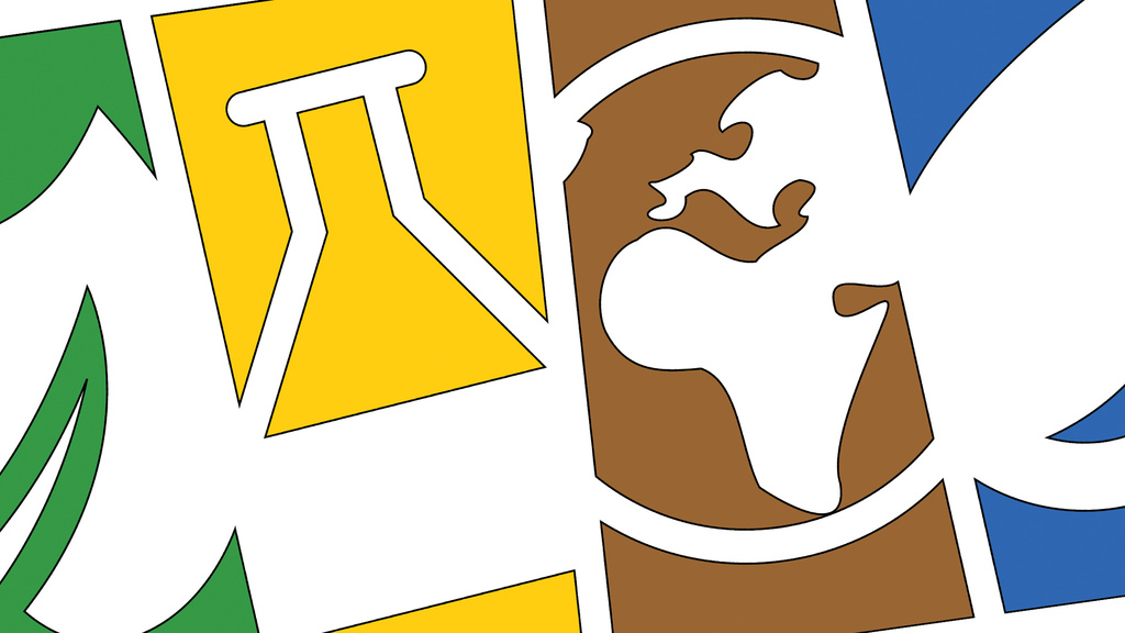 ENVS logo; bioscience (green), chemical science (yellow), geoscience (brown), and hydroscience (blue).